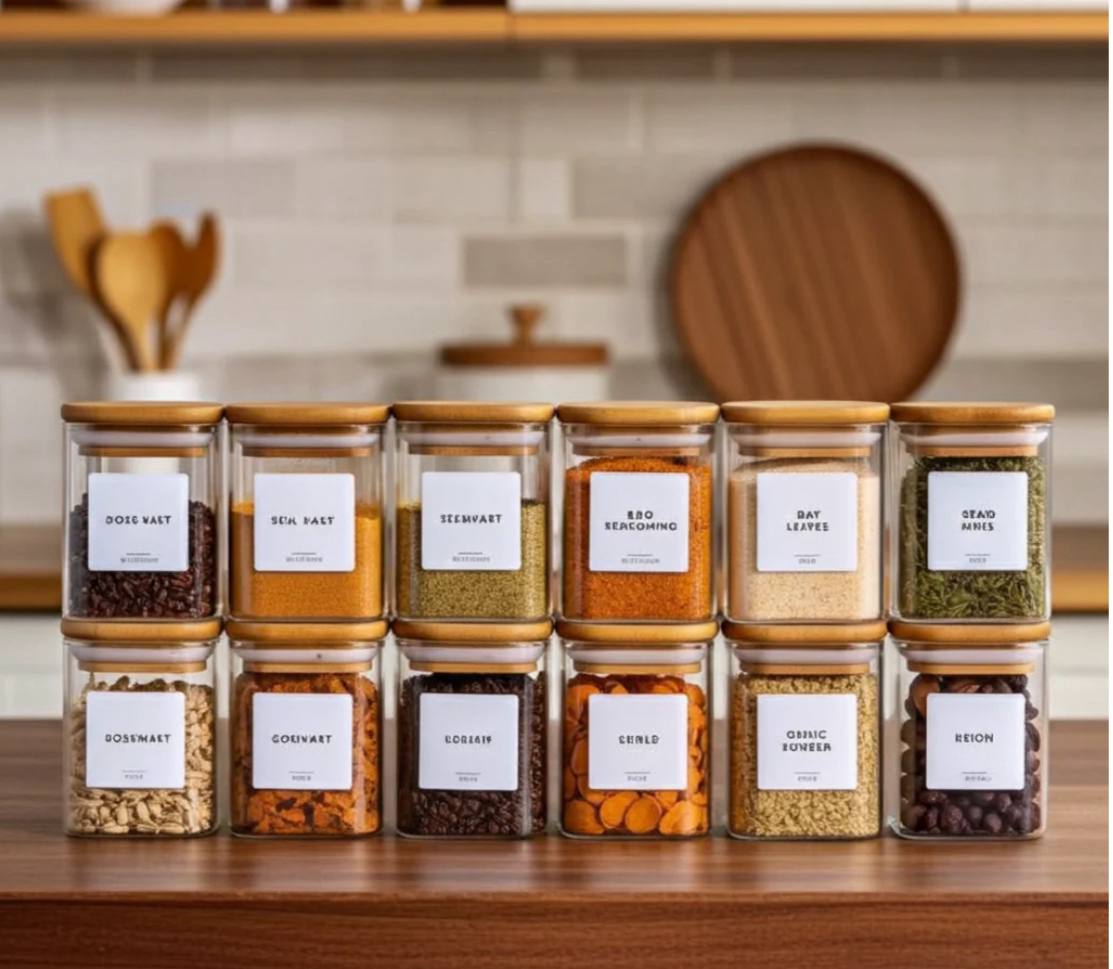 برطمان التوابل الزجاجي المستورد – تصميم مربع أنيق بحجم كبير 250ml 🧂✨