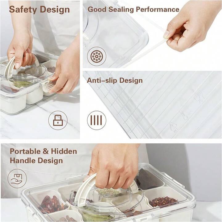 بوكس منظم أكريليك 8 خانات – شفاف بغطاء محكم وخانات متحركة | استخدامات متعددة 