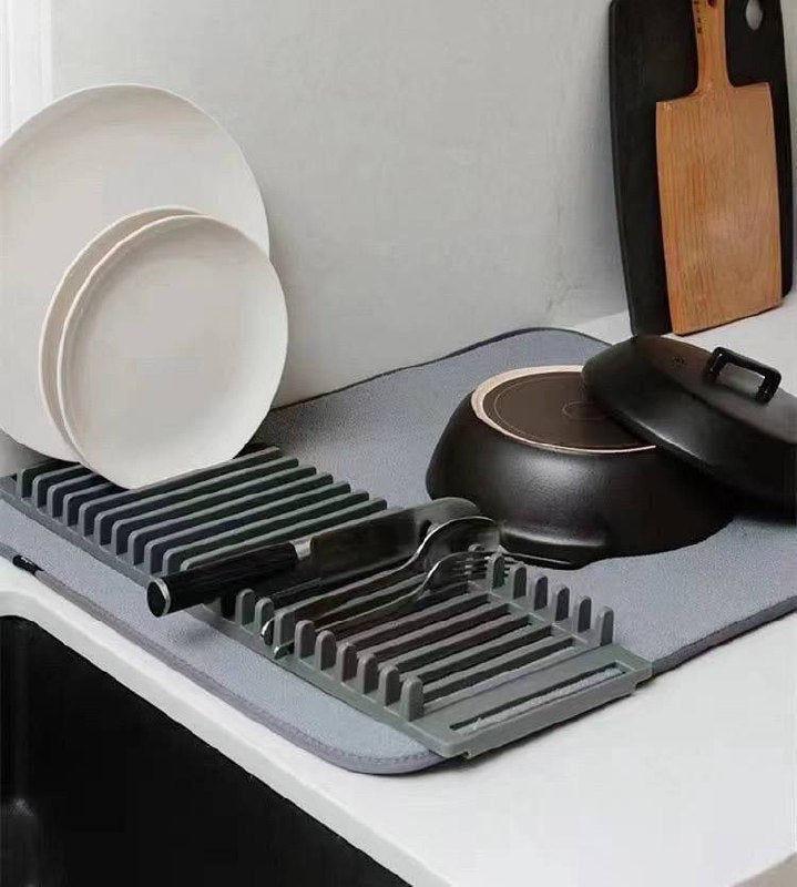 دراينج مات منشفة المواعين الفاخرة مع مطبقية عملية – ترتيب وتجفيف مثالي لمطبخك